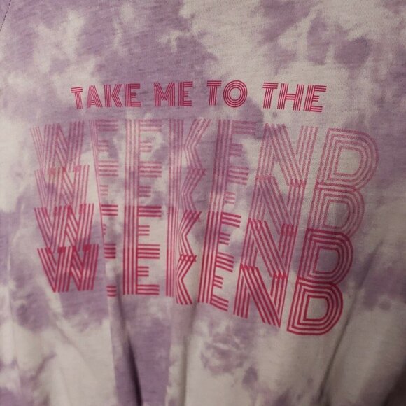 Fifth Sun Womens Purple Tie Dye Weekend Front Knot Top Large - Picture 3 of 5